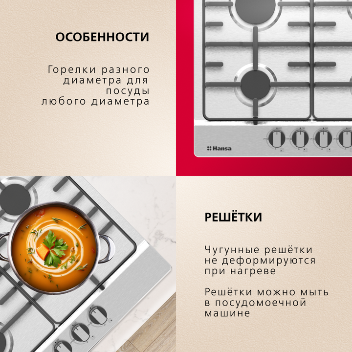 Варочная поверхность газовая Hansa BHGI61020