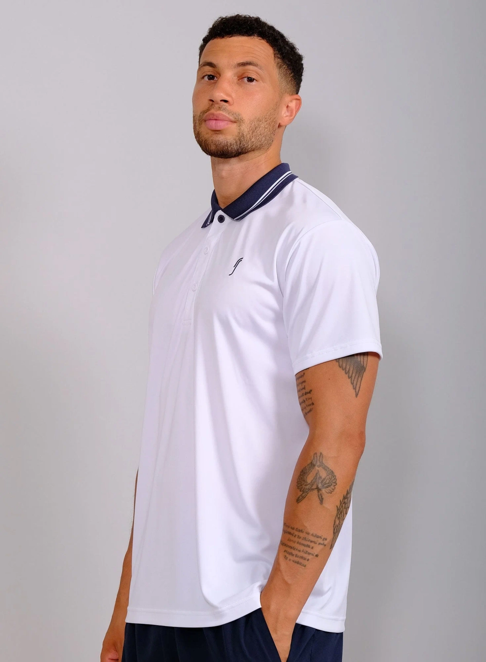 Мужское поло RS Performance Court Polo - Striped Collar REC белое (252M017-002)