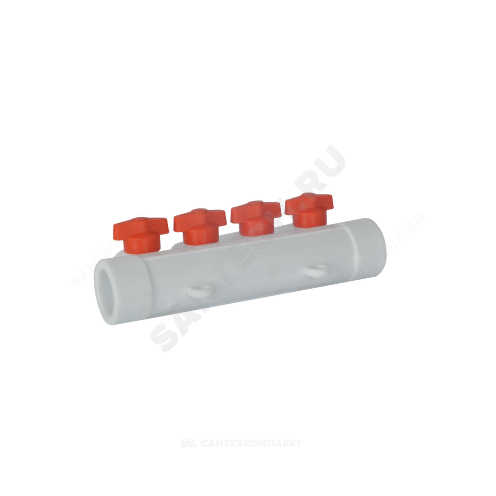 Коллектор PP-R белый Дн 32х20 на 5 выходов с кранами VALFEX 101133205