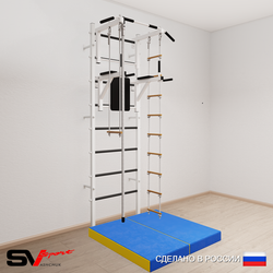Шведская стенка Sv Sport 5774 (Турник стандарт/Брусья/Канат/Лестница/Трапеция/Мат 1м)