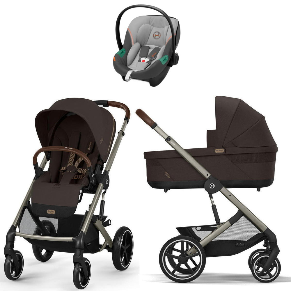 Коляска Cybex Balios S Lux TPE complete Aton S2 Lava Grey 3 в 1 Chocolate Brown с дождевиками