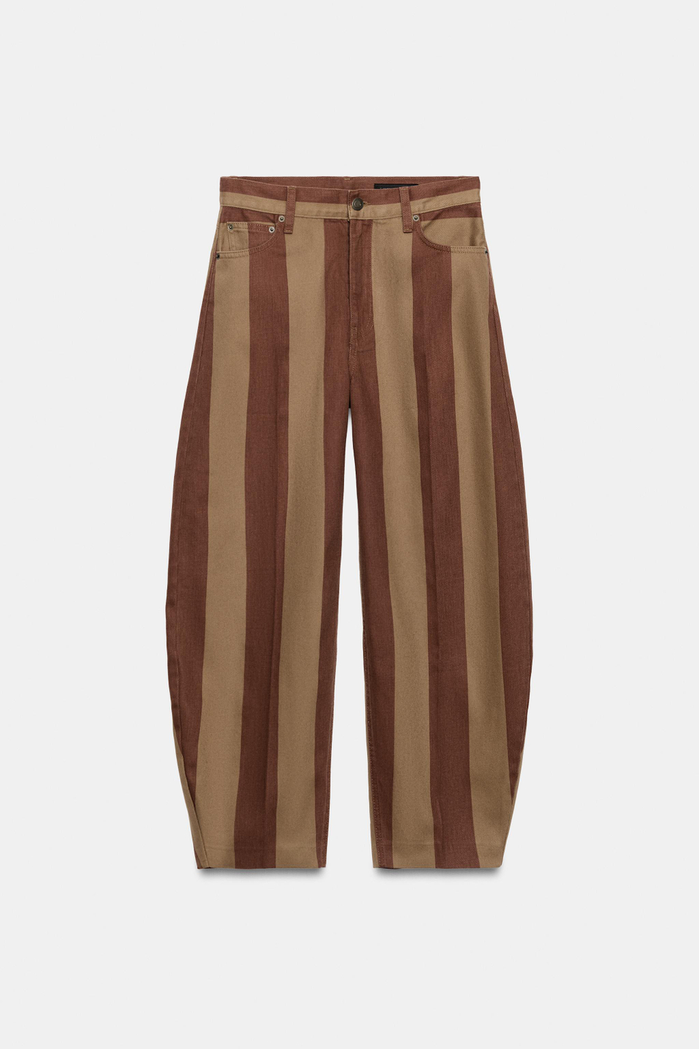 ЗАУЖЕННЫЕ ДЖИНСЫ ZW COLLECTION С ВЫСОКОЙ ПОСАДКОЙ И ПОЛОСКАМИ — ZARA