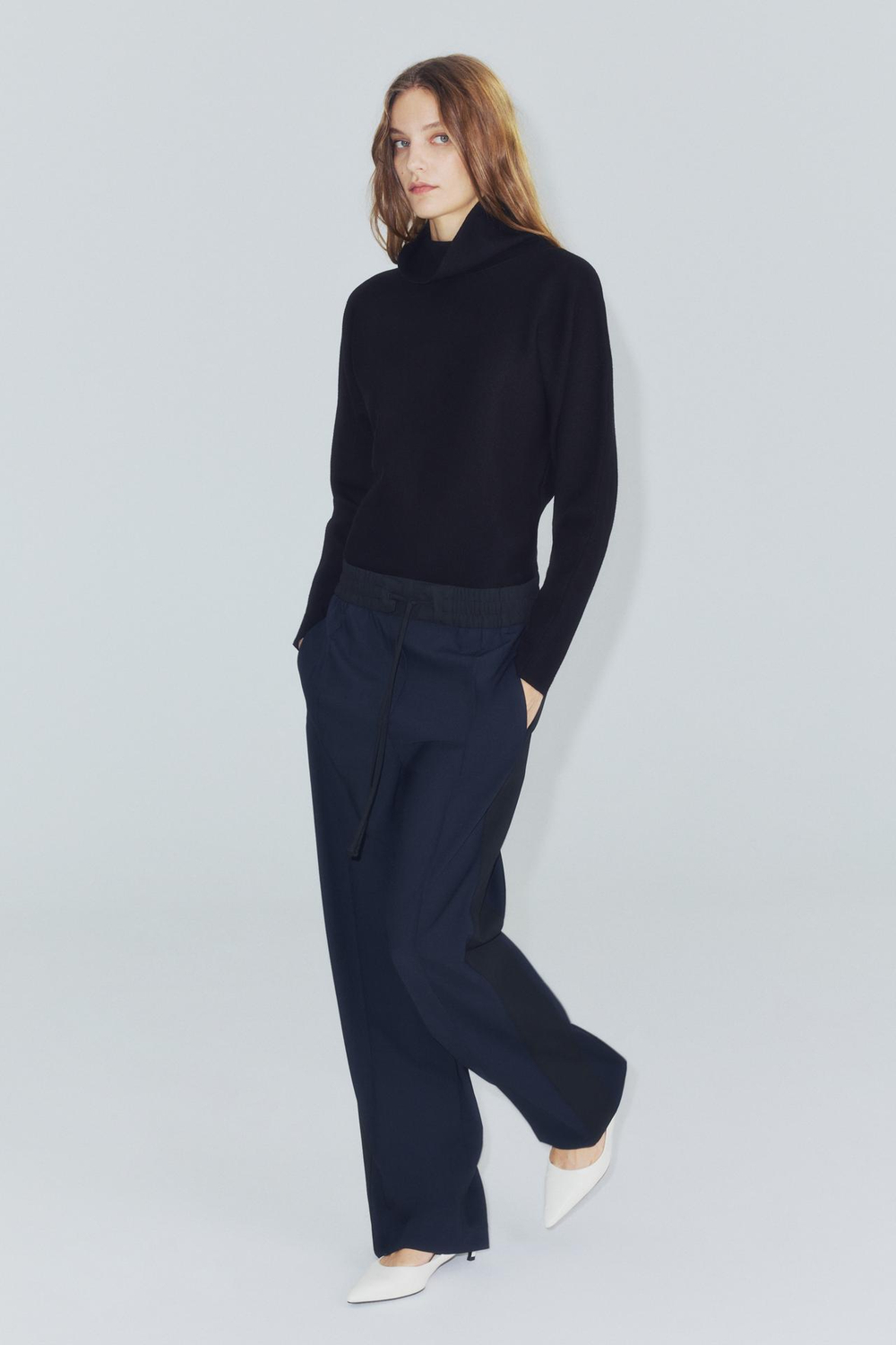 ZARA БРЮКИ С ПОЛОСАМИ ПО БОКАМ — ZW COLLECTION, МОРСКОЙ СИНИЙ