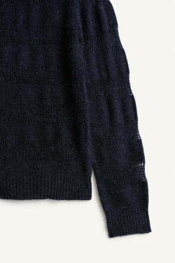 ZARA АЖУРНЫЙ УКОРОЧЕННЫЙ КАРДИГАН, СИНИЙ