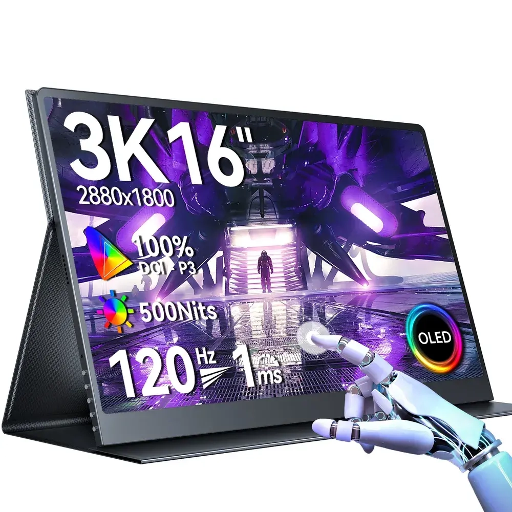 Портативный 16" сенсорный монитор с защитным чехлом Ucolor O2 Touch 3K OLED 2880x1800, 120 Гц