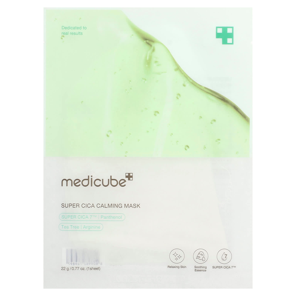 Medicube, Super Cica, успокаивающая маска для лица, 1 шт., 22 г (0,77 унции)