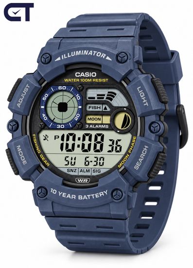 CASIO WS-1500H-2A CASIO Collection унисекс наручные часы — морской цифровой стиль, график приливов и водостойкость 100 м