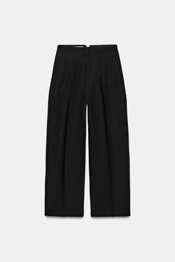 ZARA БРЮКИ BARREL С ВЫСОКОЙ ПОСАДКОЙ, ЧЕРНЫЙ