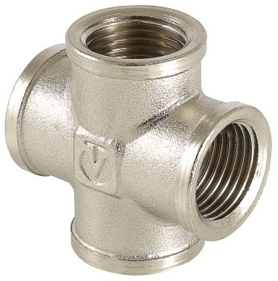 Крестовина Valtec 3/4" ВР с внутренней резьбой латунная никелированная VTr.760.N.0005