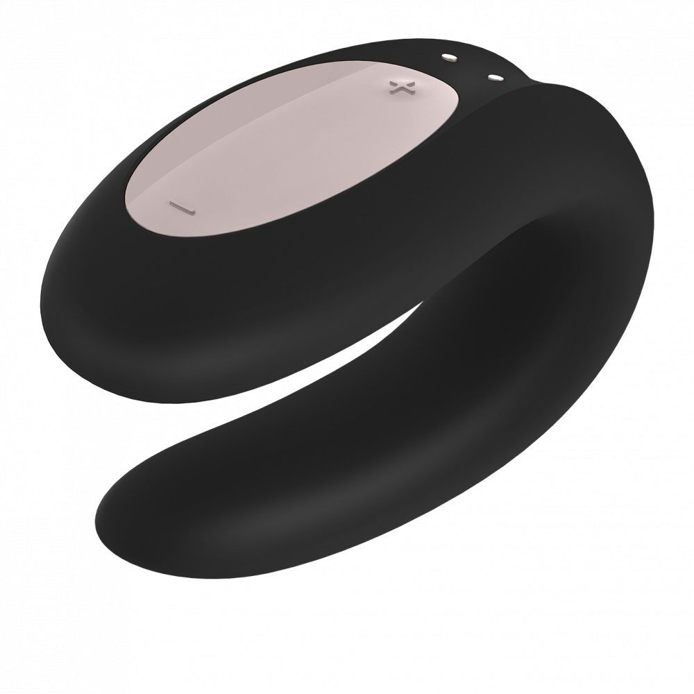 Черный вибратор для пар Double Joy с управлением через приложение (Цвет: черный)
