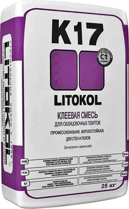 Клеевая смесь Litokol К17 для облицовочных плиток