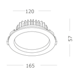 Светильник встраиваемый LED 24W 3000K 1 920Lm Ra80 100° IP44 D165xH54 100-240V
