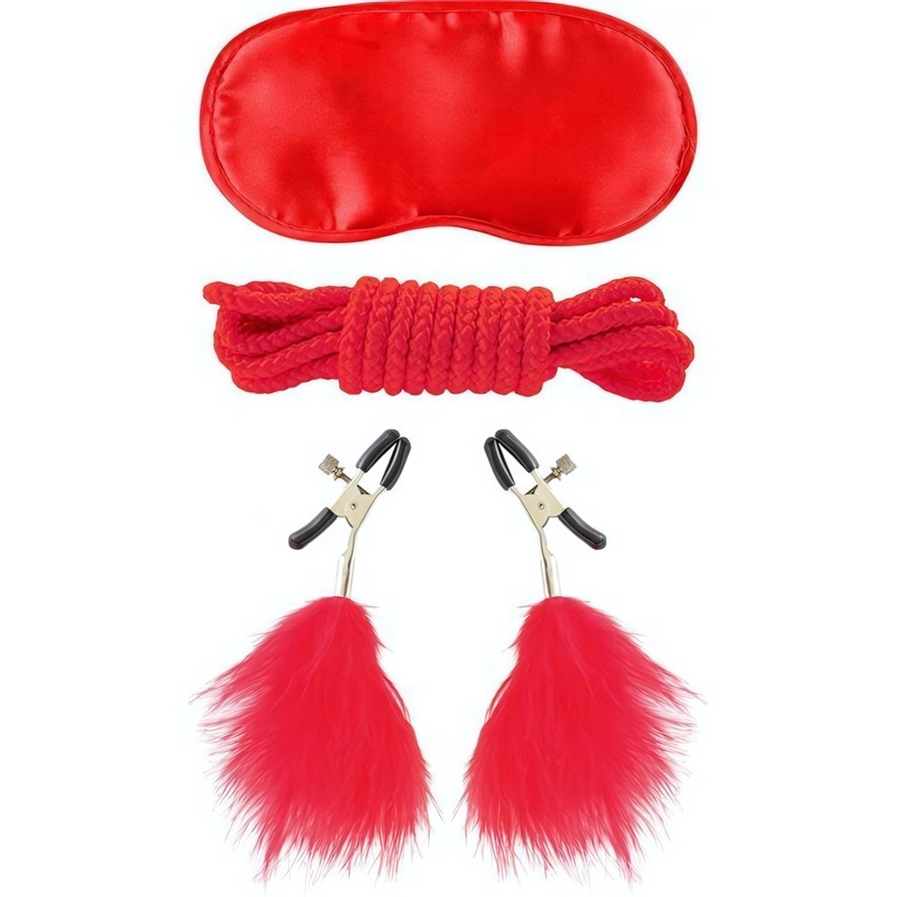 Секс-набор для фетиша Lover's Bondage Kit (Цвет: красный с черным)