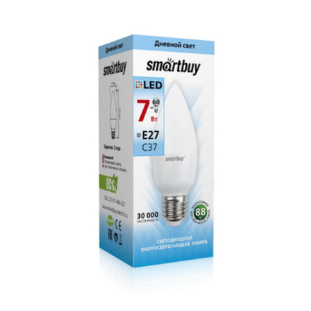 СВЕТОДИОДНАЯ (LED) ЛАМПА SMARTBUY-C37-07W/4000/E27 (SBL-C37-07-40K-E27)