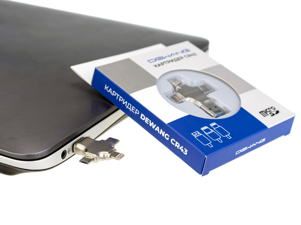 Картридер microSD Dewang CR43 для iPhone/iPad (Lightning, Type-C, Micro USB, USB)