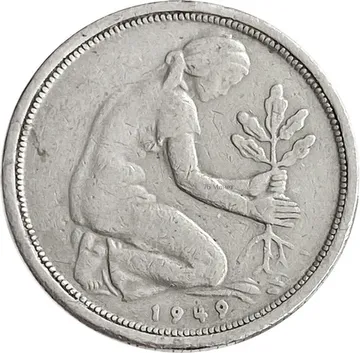 50 пфеннигов 1949 Германия (ФРГ) "J"