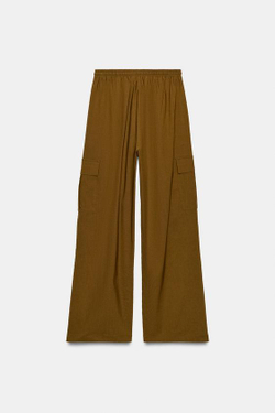 ZARA ПРЯМЫЕ БРЮКИ КАРГО, ХАКИ