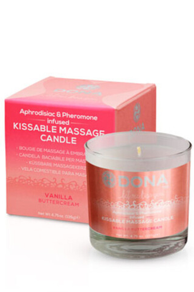 Массажная свеча для оральных ласк Dona Kissable Massage Candle Vanila Buttercream 135 г (Цвет: белый)