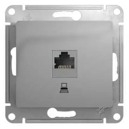 GLOSSA РОЗЕТКА компьютерная RJ45 кат. 5e, механизм, АЛЮМИНИЙ