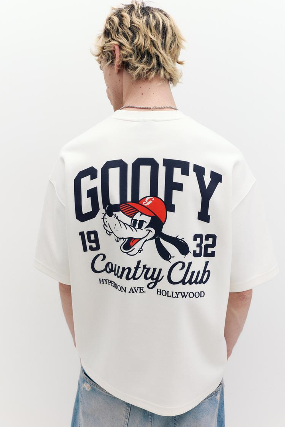 PULL&BEAR Футболка с принтом «Goofy», белый