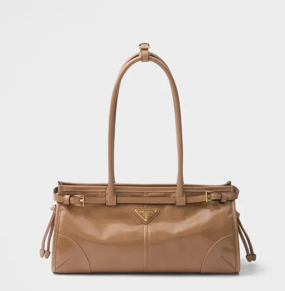 Кожаная средняя сумка Prada Bonnie, коричневый