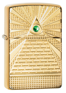 Зажигалка Zippo Armor с покрытием High Polish Brass, латунь/сталь, золотистая, 36x12x56 мм