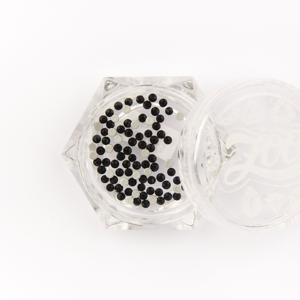 Zoo nail Стразы стеклянные черные JetBlack SS4 (1,5мм), 100шт
