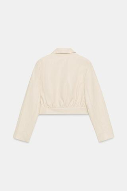 ZARA УКОРОЧЕННАЯ РУБАШКА С ЭФФЕКТОМ КОЖИ И ПОДПЛЕЧНИКАМИ, ЭКРЮ