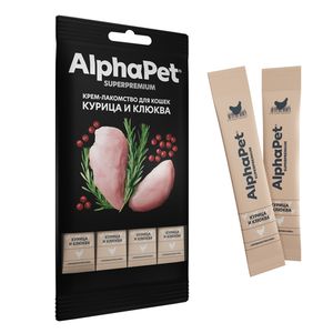 Крем-лакомство AlphaPet Superpremium для кошек с курицей и клюквой