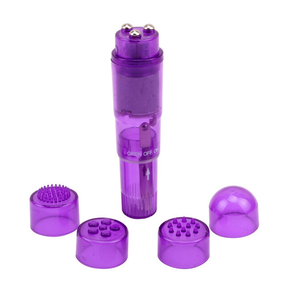 Мини-вибромассажер со сменными насадками The Ultimate Mini Massager, фиолетовый (Цвет: фиолетовый)