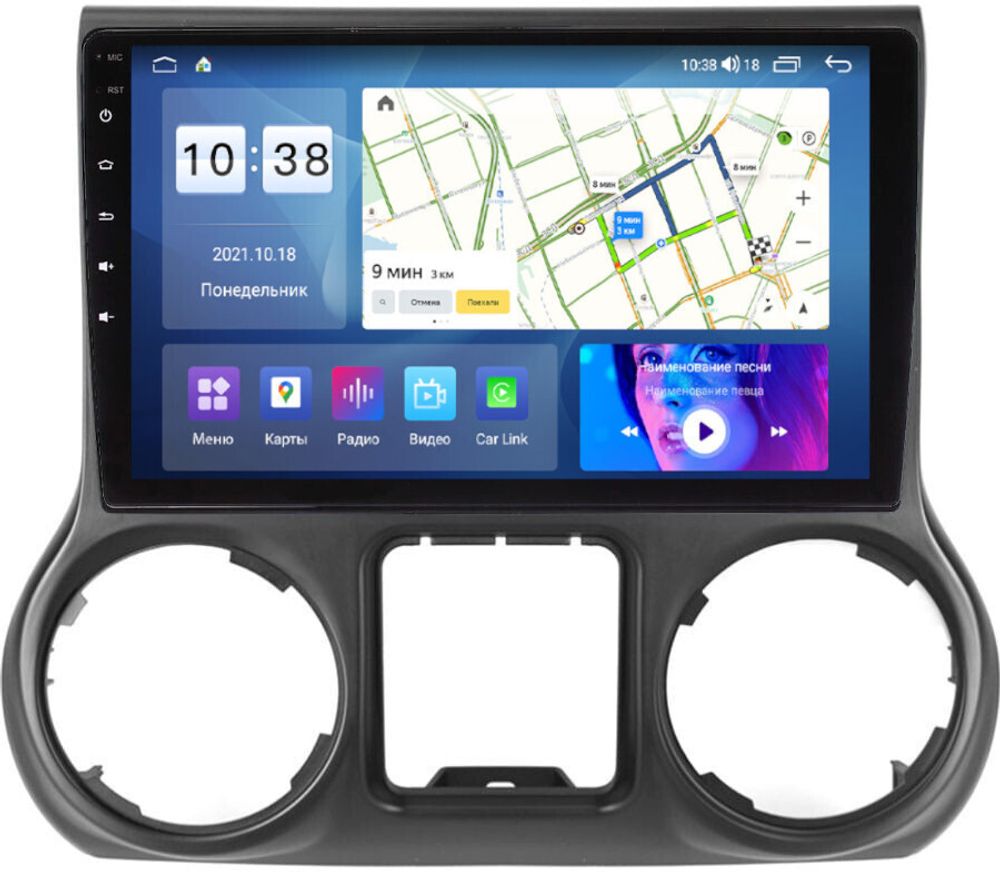 Магнитола для Jeep Wrangler 2015-2018 - Parafar PF099UHD на Android 13, Быстрая, QLED, CarPlay, 4G SIM-слот