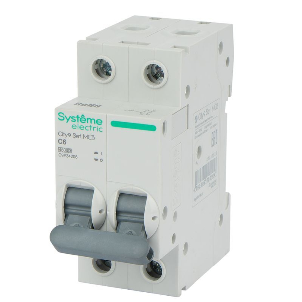 Выключатель автоматический двухполюсной C 6А 4.5кА City9 Systeme Electric