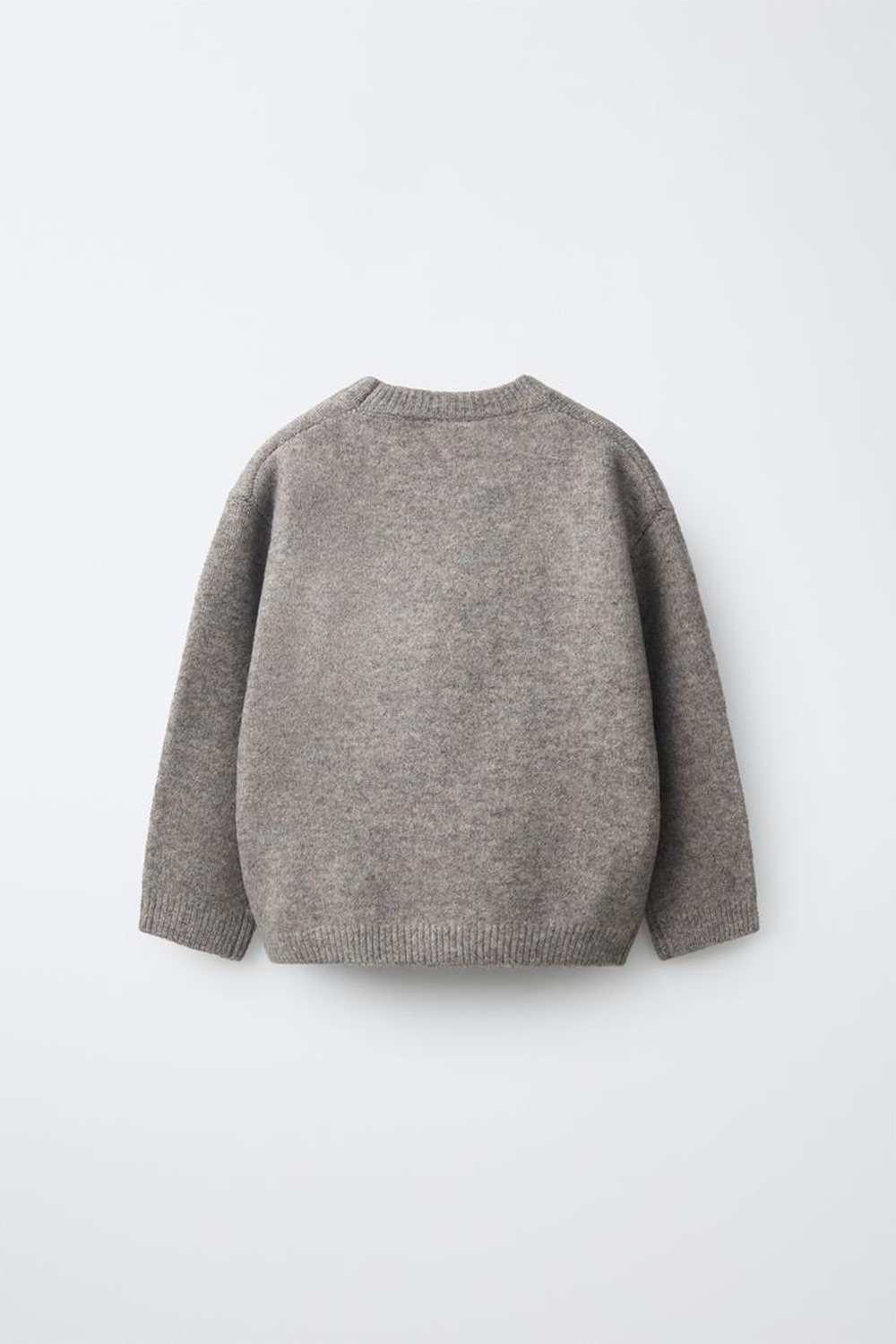ZARA ДЖЕМПЕР С ВЫШИТЫМ МИШКОЙ, СЕРО-КОРИЧНЕВЫЙ