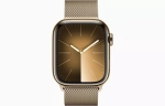 Apple Watch Series 9, 41 мм, из стали золотого цвета, миланский сетчатый браслет