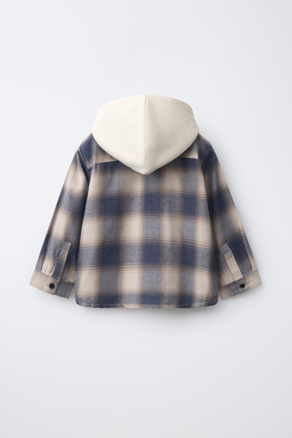 ZARA РУБАШКА В КЛЕТКУ С КАПЮШОНОМ, СИНИЙ МЕЛАНЖ
