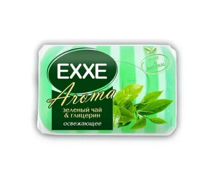 Туалетное крем+мыло EXXE AROMA глицериновое "Зеленый чай & глицерин" 1шт*80г (ЗЕЛЕНОЕ) полос/одиноч