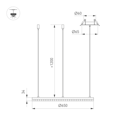 Светильник SP-DIAMOND-R650-36W Warm3000 (WH, 45 deg, 230V, TRIAC) (Arlight, IP20 Металл, 5 лет)