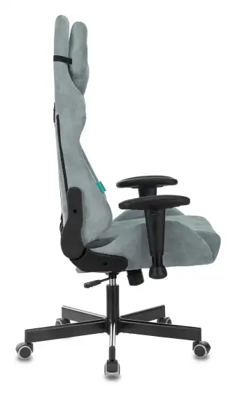 Кресло игровое Zombie Viking Knight серо-голубой Light-28 с подголов. крестов. металл