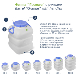 Фляга Гранде Полимер-Групп 100 л. вертикальная (460x435x670см;3,2кг;) - арт.559240