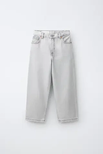 ZARA ДЖИНСЫ BAGGY RELAXED, СВЕТЛО-СЕРЫЙ