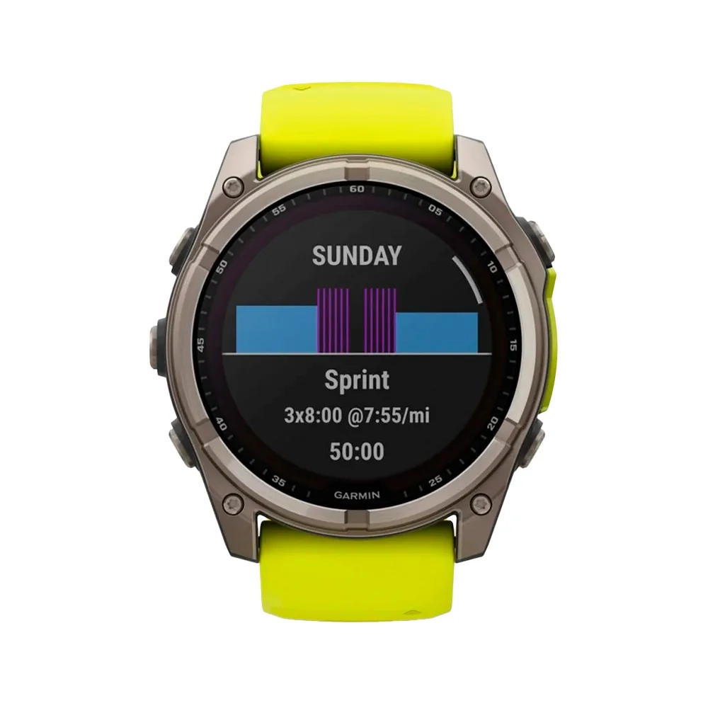 Умные часы Garmin Fenix 8, 51mm, Solar Sapphire Titanium Natural / Yellow Band (010-02907-21)
