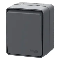 Выключатель кнопочный одноклавишный IP54 Systeme Electric AtlasDesign Profi54 Антрацит ATN544015