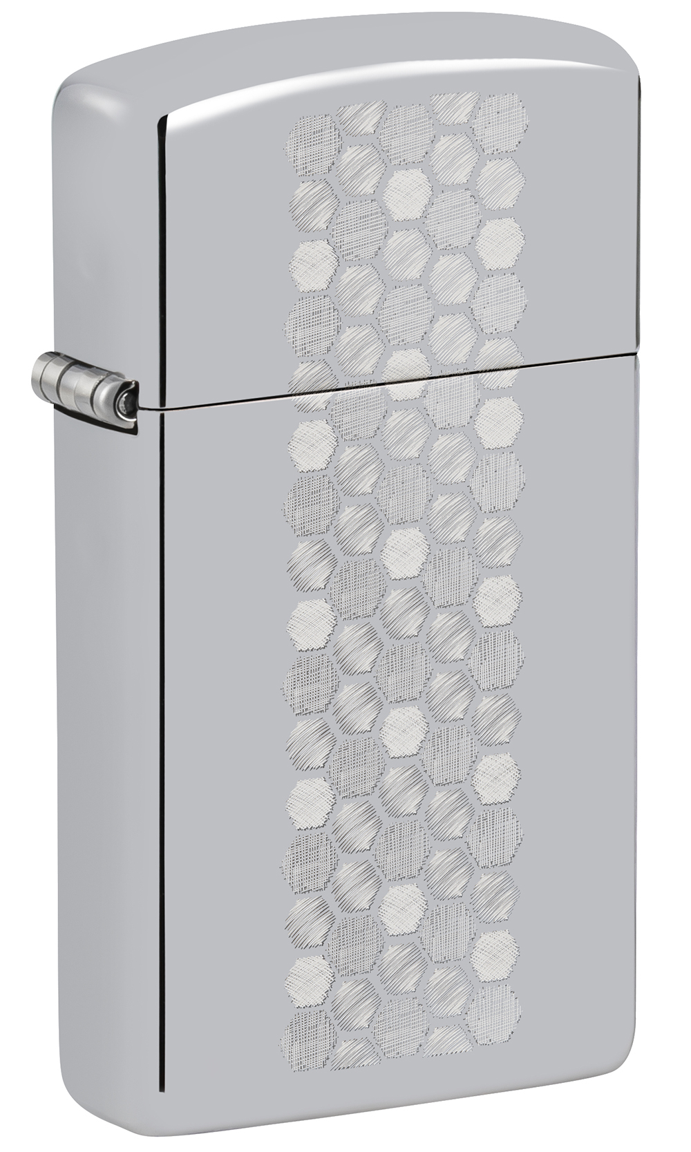 Зажигалка ZIPPO Slim Honeycomb Design с покрытием High Polish Chrome, латунь/сталь, серебристая, 29x