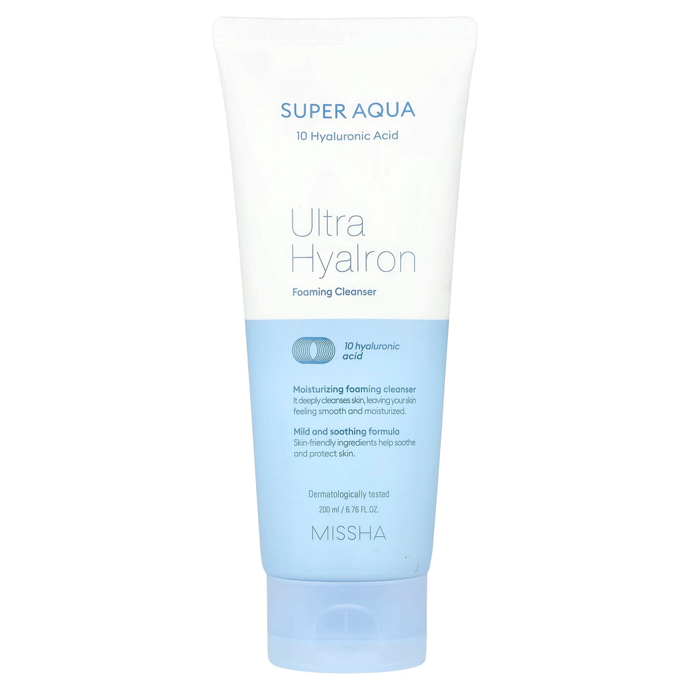 Missha, Super Aqua Ultra Hyalon, очищающая пенка, 200 мл (6,76 жидк. унции)