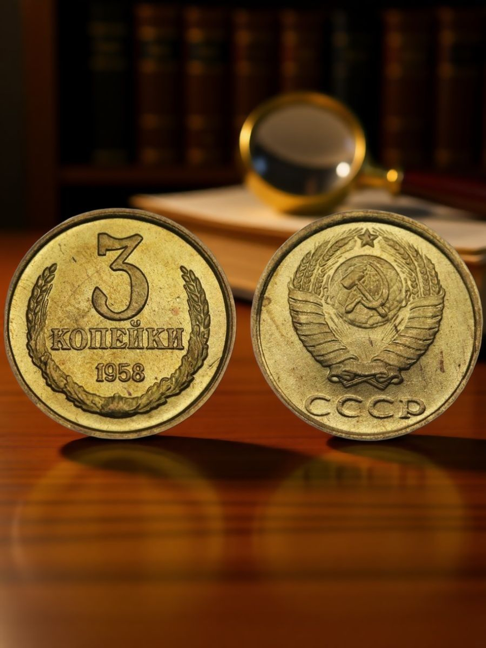 3 копейки 1958 года СССР Погодовка Копия пробной советской монеты бронза