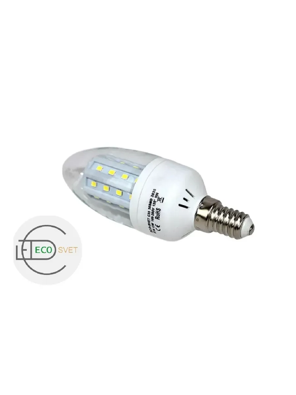 Светодиодная LED лампа С35 Е14 36LED 5W 10шт холод
