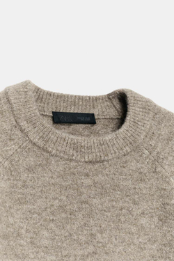 ZARA СВИТЕР ИЗ МЯГКОГО ТРИКОТАЖА, СЕРОВАТО-КОРИЧНЕВЫЙ