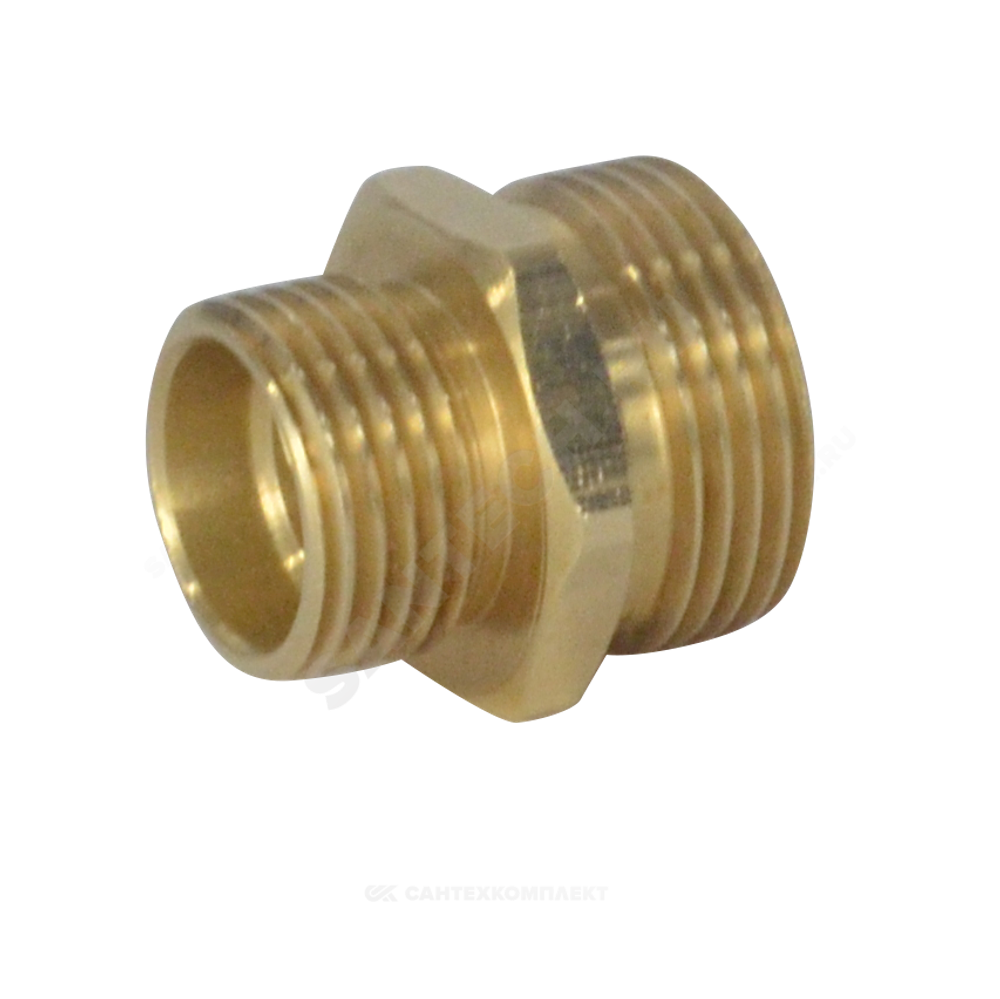 Ниппель латунь переходной Ду 20х15 (3/4"х1/2") НР ...