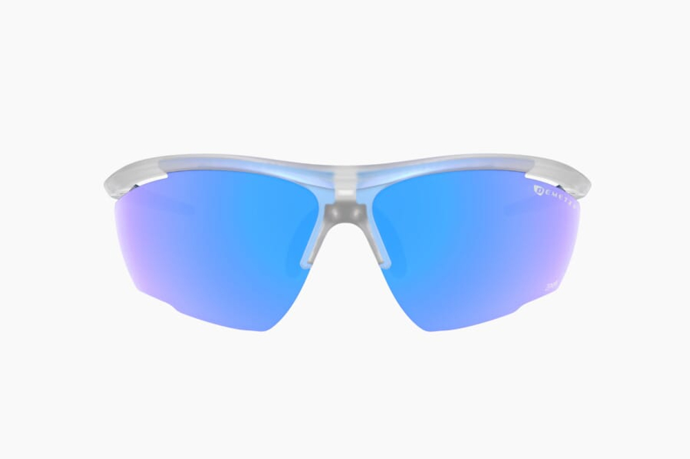Спортивные очки с диоптриями Demetz Relief L / Matte Crystal / Matte Blue 67-13 Grey Polarized Mirror Electric Blue Cat.3