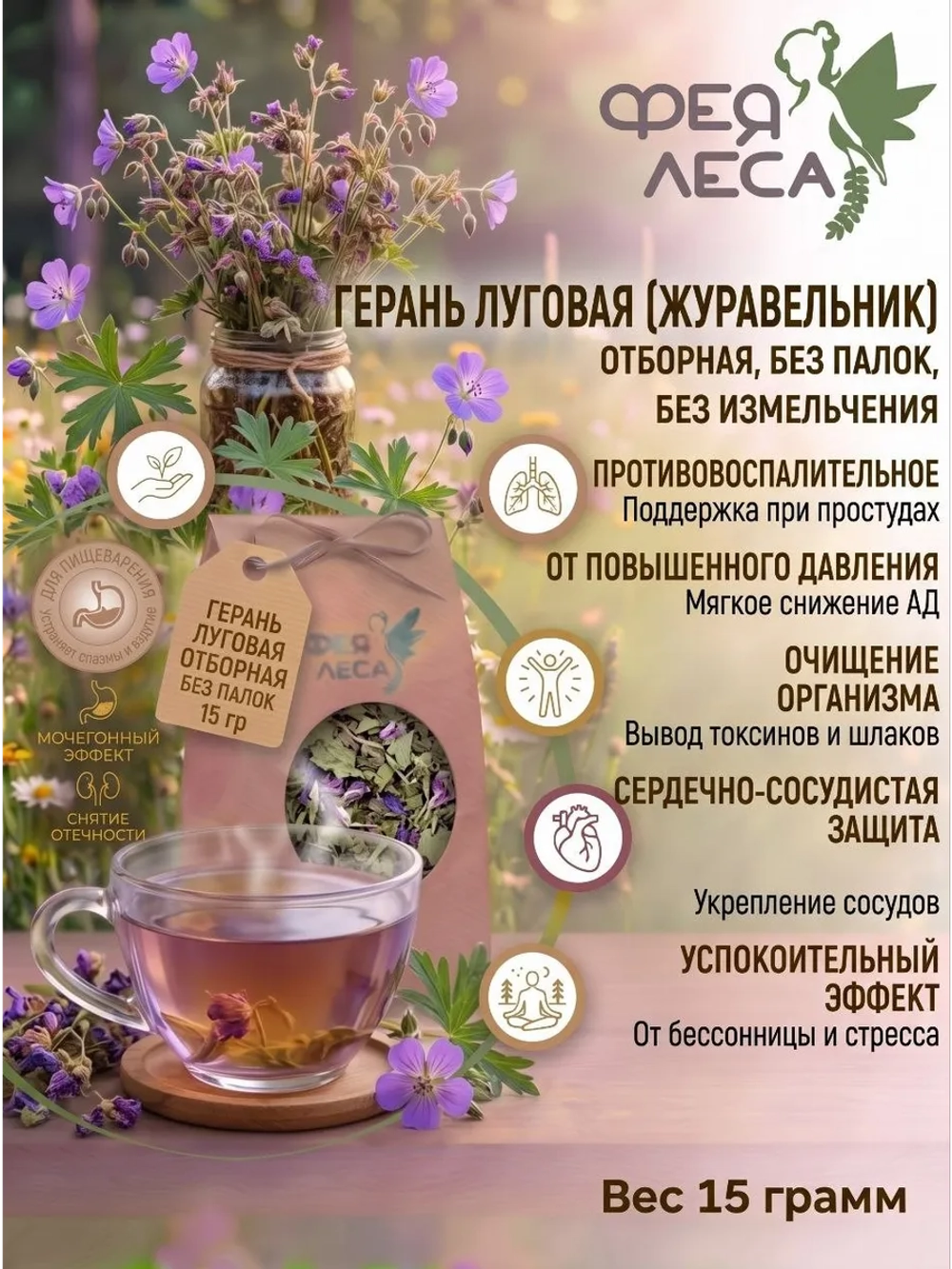 Герань луговая (журавельник) для здоровья: настоев и настоек